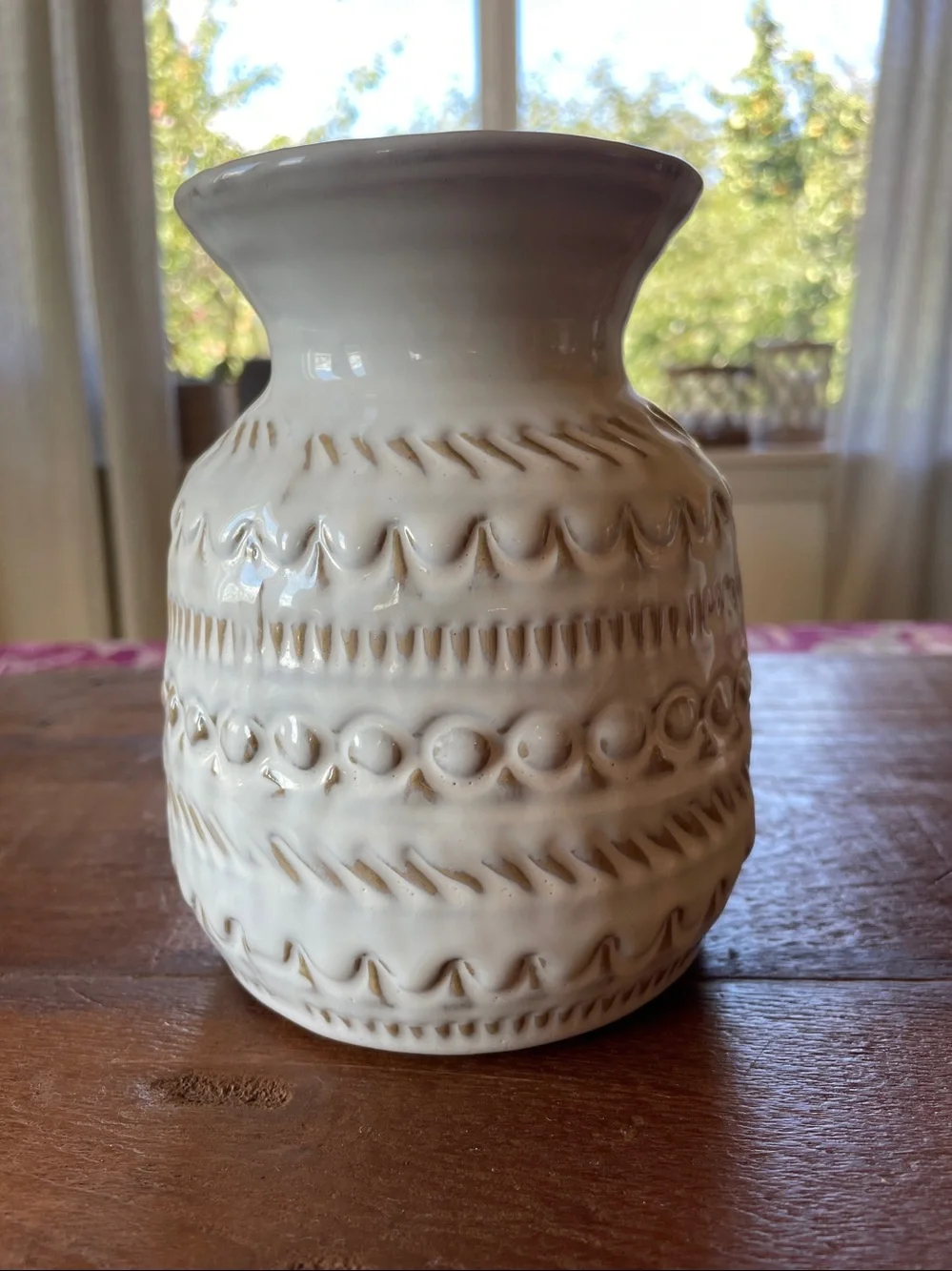 Cream Textured Ceramic Vase - Neutral Organic Home Accent